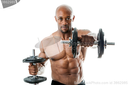 Image of Muscle Man Holding dumbell