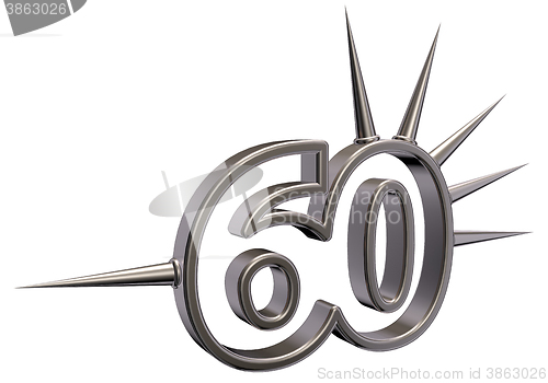 Image of number sixty with prickles - 3d rendering