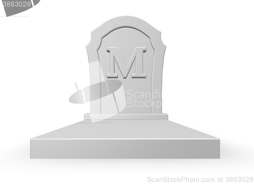 Image of gravestone with letter m - 3d rendering