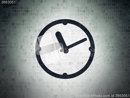Image of Timeline concept: Clock on Digital Paper background