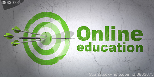 Image of Learning concept: target and Online Education on wall background