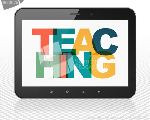 Image of Learning concept: Tablet Pc Computer with Teaching on  display