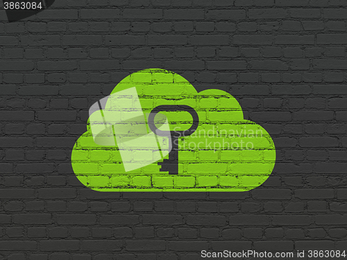 Image of Cloud computing concept: Cloud With Key on wall background