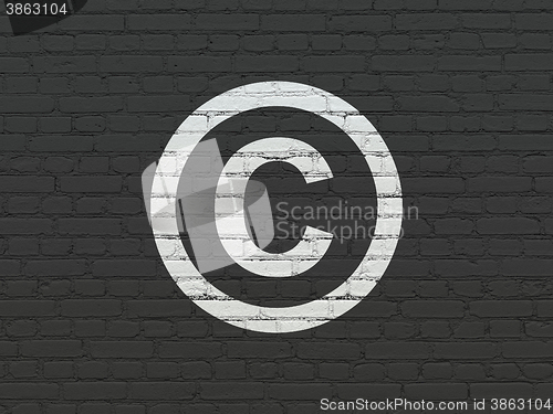 Image of Law concept: Copyright on wall background