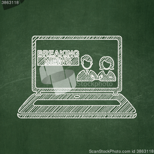 Image of News concept: Breaking News On Laptop on chalkboard background