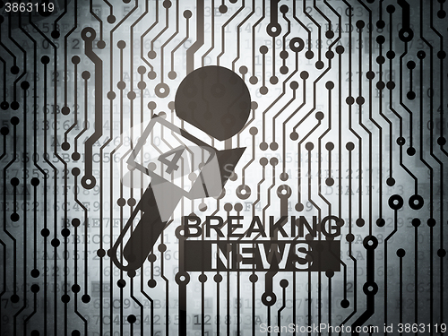 Image of News concept: circuit board with Breaking News And Microphone