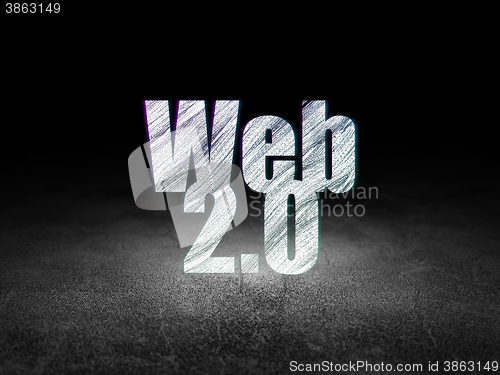 Image of Web development concept: Web 2.0 in grunge dark room