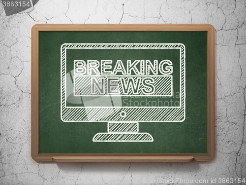 Image of News concept: Breaking News On Screen on chalkboard background