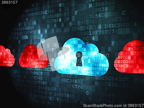 Image of Cloud technology concept: Cloud With Keyhole on digital background