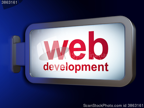 Image of Web design concept: Web Development on billboard background