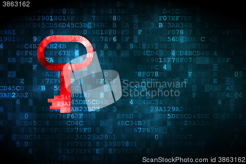 Image of Privacy concept: Key on digital background