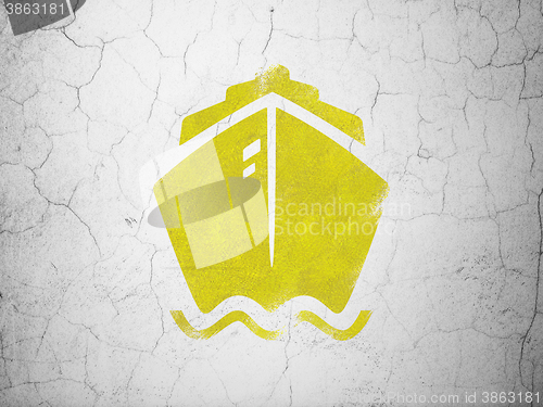 Image of Travel concept: Ship on wall background