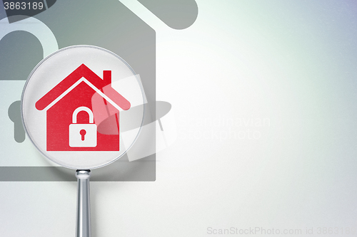 Image of Business concept:  Home with optical glass on digital background