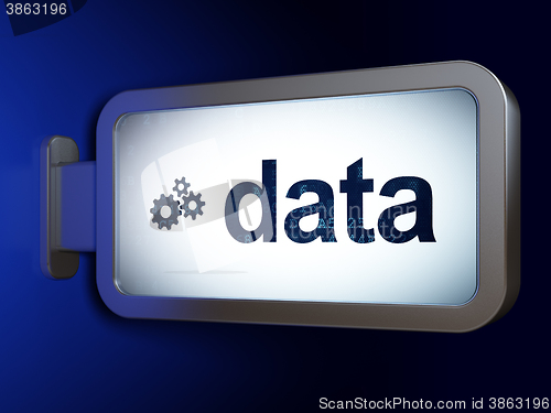 Image of Data concept: Data and Gears on billboard background