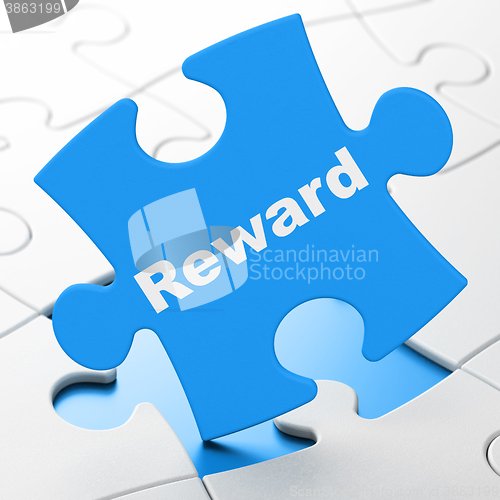 Image of Business concept: Reward on puzzle background