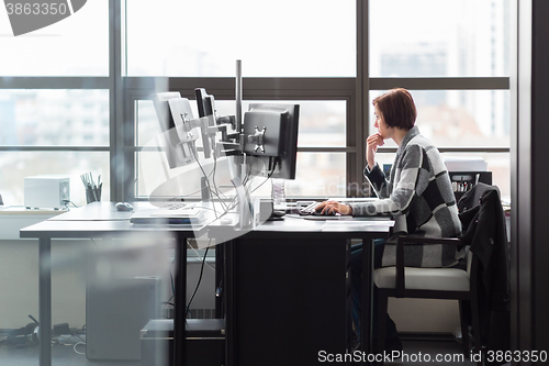 Image of Business woman working in corporate office.