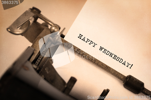 Image of Vintage typewriter close-up - Happy Wednesday