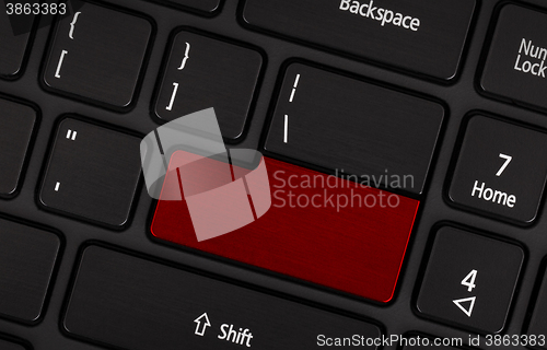 Image of Laptop computer keyboard with blank red button