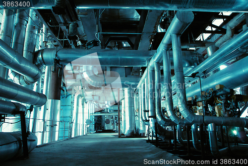 Image of Blue toned interior industrial background.