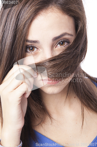 Image of portrait of a beautiful young short haired woman