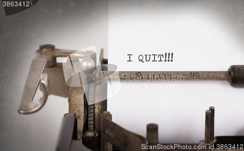 Image of Vintage typewriter - I Quit, concept of quitting