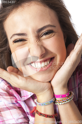 Image of portrait of a beautiful young short haired woman