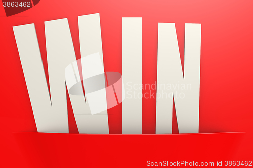 Image of White win word in red pocket, business concept