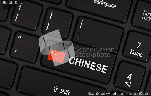 Image of Enter button with flag China - Concept of language