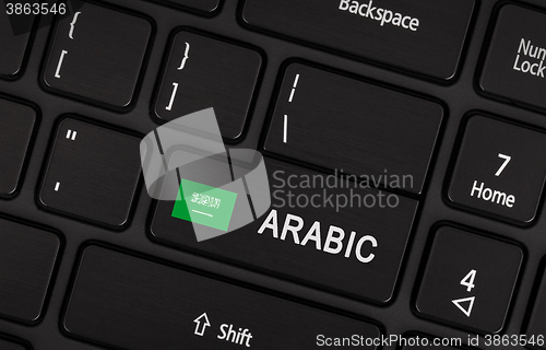 Image of Enter button with flag Arabic - Concept of language