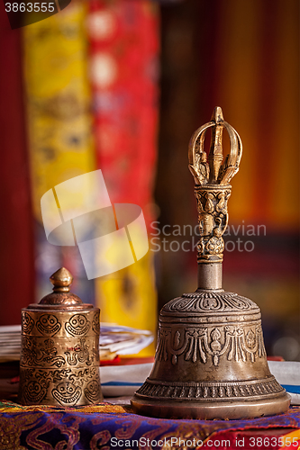 Image of Religious bell in Buddhist monastery