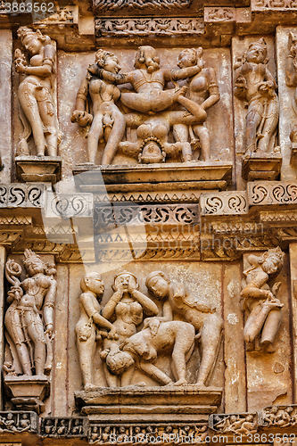 Image of Famous erotic stone sculptures of Khajuraho