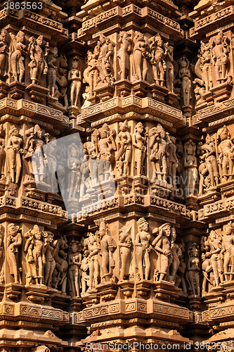 Image of Famous stone carving sculptures of Khajuraho