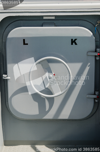 Image of Battleship door, a close up