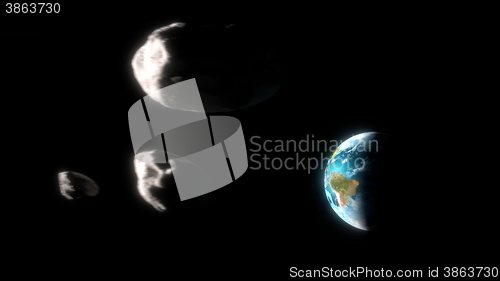 Image of Asteroid approaching the earth