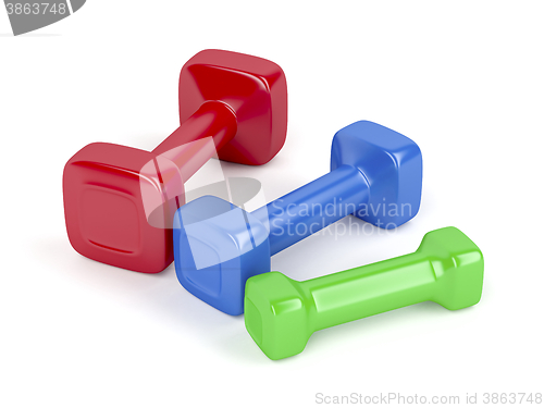 Image of Three different dumbbells