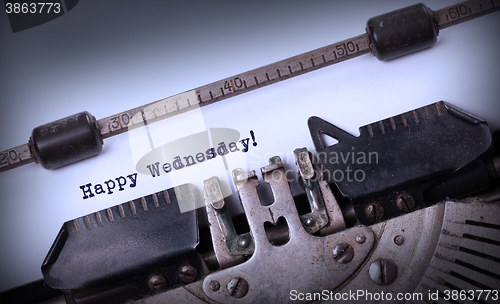 Image of Vintage typewriter close-up - Happy Wednesday