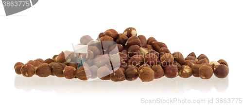 Image of Miniature worker working with hazelnuts