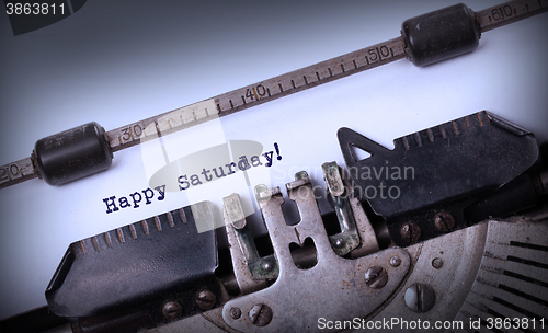 Image of Vintage typewriter close-up - Happy saturday