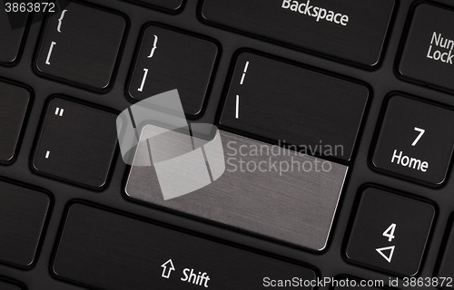 Image of Laptop computer keyboard with blank grey button