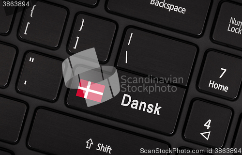 Image of Enter button with flag Denmark - Concept of language