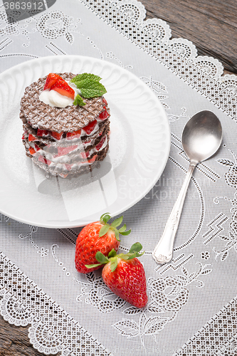 Image of Strawberries desert with cream