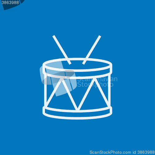 Image of Drum with sticks line icon.