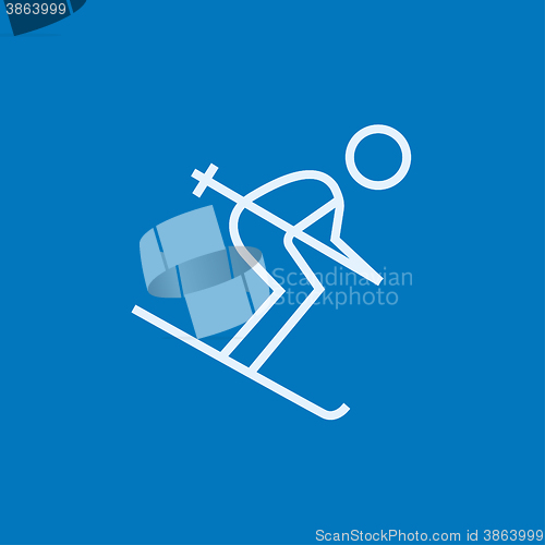 Image of Downhill skiing line icon.