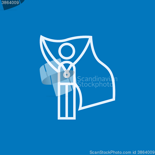 Image of Medalist standing with flag line icon.