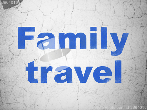 Image of Vacation concept: Family Travel on wall background