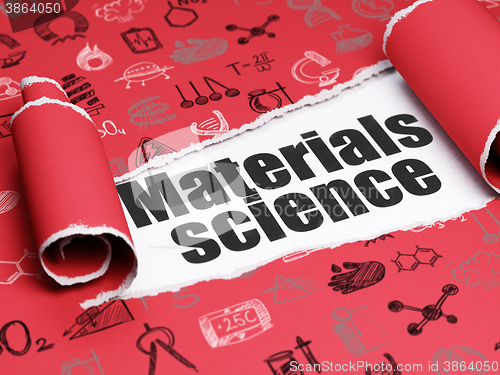 Image of Science concept: black text Materials Science under the piece of  torn paper