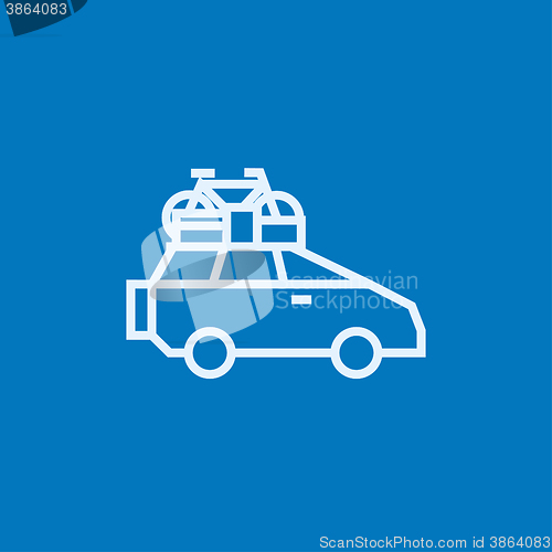 Image of Car with bicycle mounted to the roof line icon.