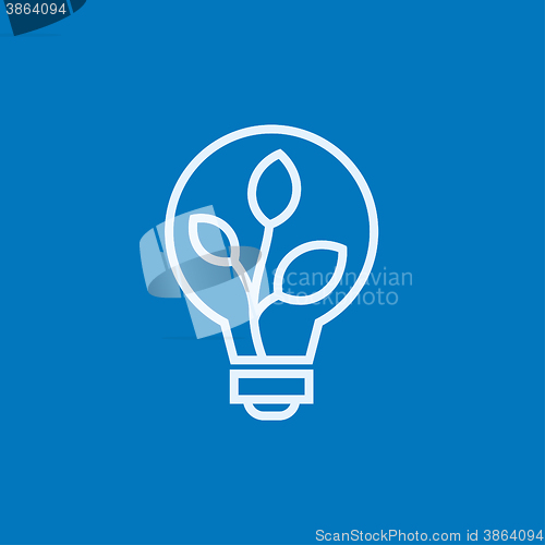 Image of Lightbulb and plant inside line icon.