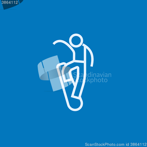 Image of Man snowboarding line icon.