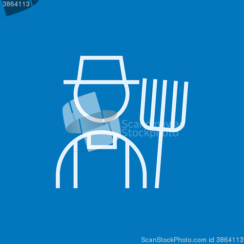 Image of Farmer with pitchfork line icon.